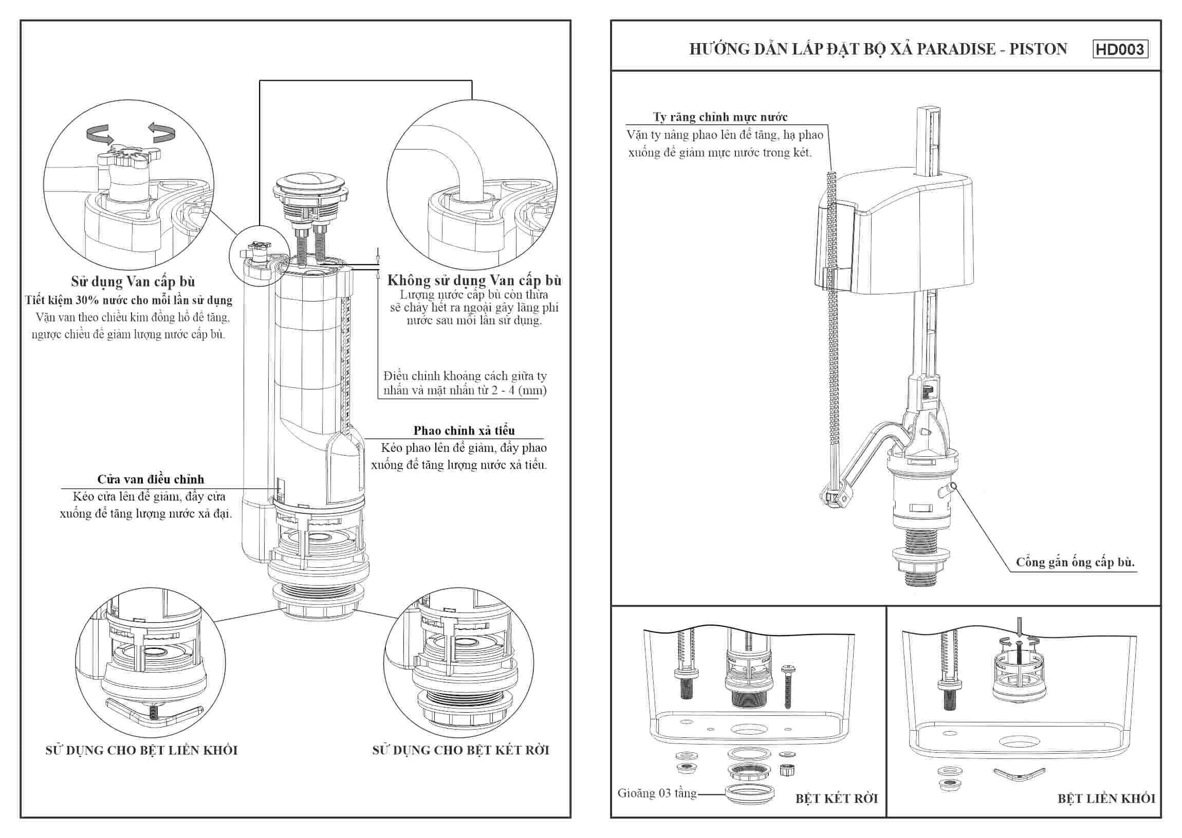 Bộ Xả Paradise KR Piston 2 nhấn VS0403 — ảnh 3