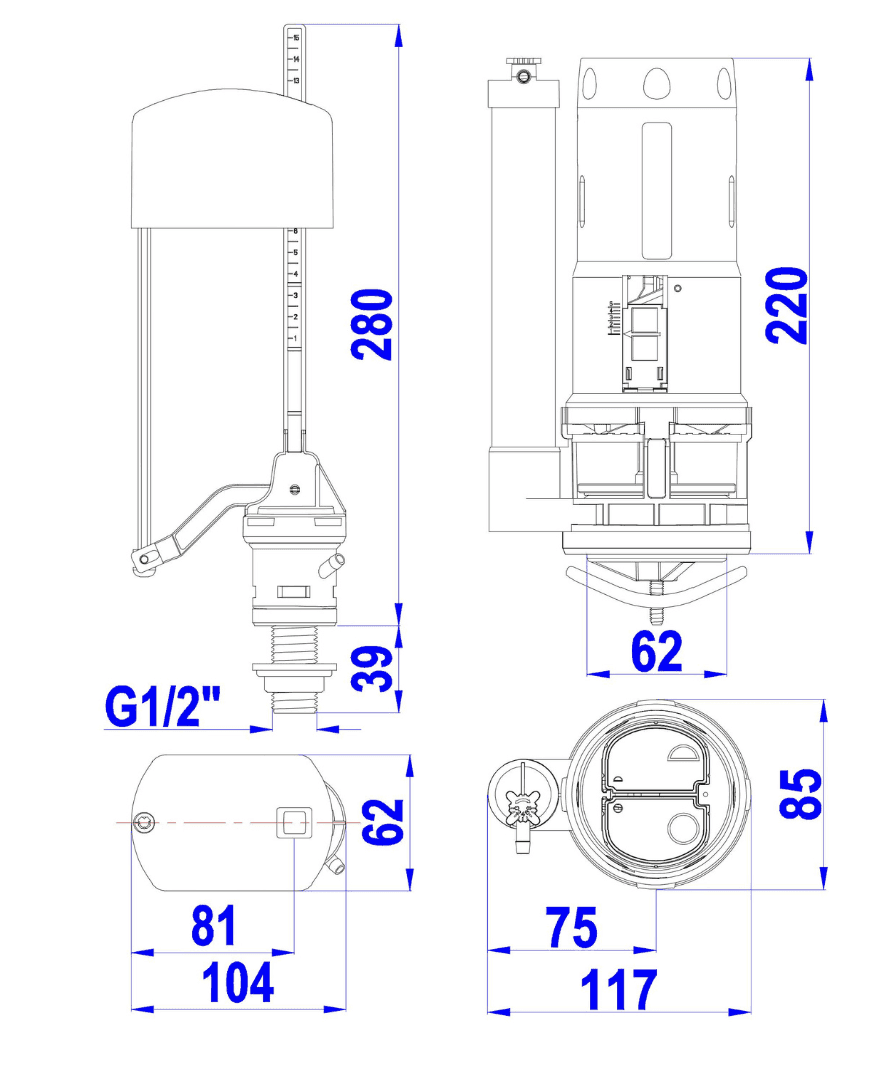Bộ Xả Smart Round Low LK Piston Pro 2 nhấn VS2207